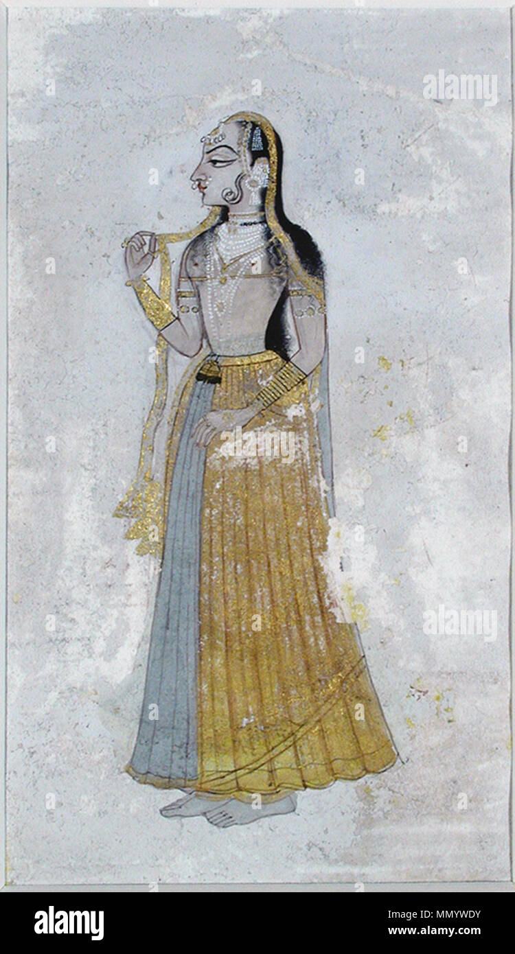 . Inglese: Data di creazione: 1765 Dimensioni display: 5 1/8 in. x 3 11/32 in. (13 cm x 8,5 cm) Linea di credito: Edwin Binney terza raccolta numero di adesione: 1990.758 Collection: il San Diego Museum of Art . Il 6 settembre 2011, 14:29:10. Inglese: thesandiegomuseumofartcollection una donna trattiene il bordo della sua orhni (6124562625) Foto Stock