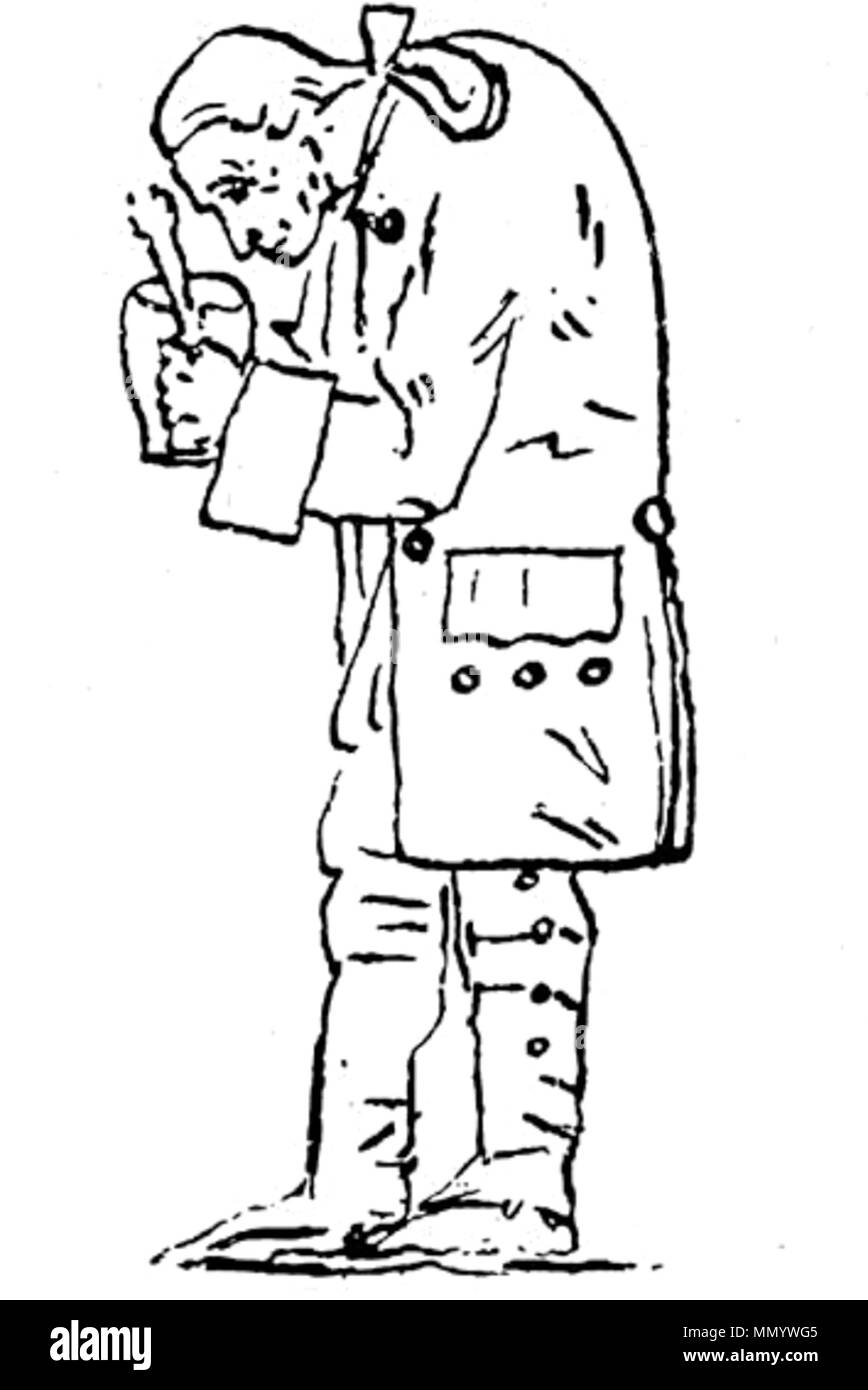 . Deutsch: 'Immanuel Kant, Senf zubereitend'. Zeichnung, Friedrich Hagemann, entstanden 1801. (Eine liebevoll-ironische Darstellung des Philosophen.) Hagemann-Kant Foto Stock