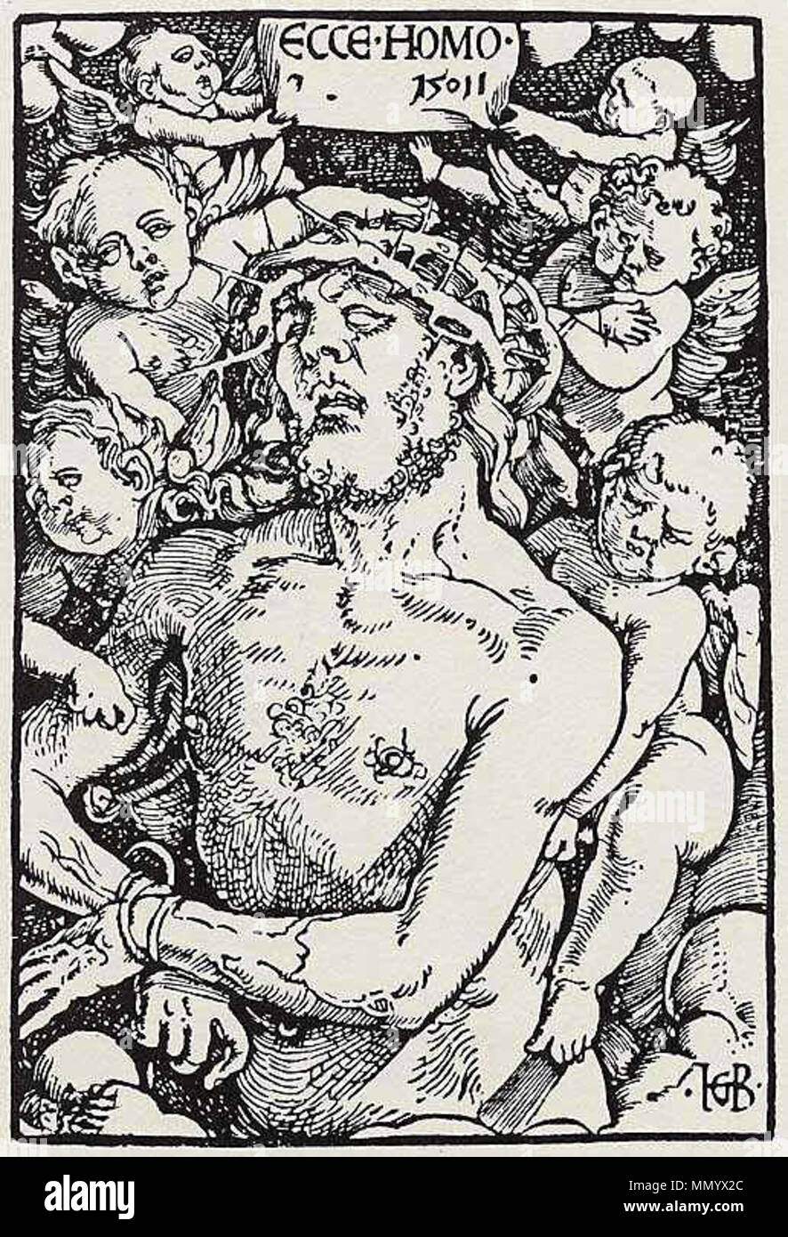 . Deutsch: Schmerzensmann Technik: Holzschnitt, Maße: 12,5 × 8,5 cm, Sammlung: Staatliche Kunstsammlungen Dresden, Kupferstich-Kabinet . 1511. Hans Baldung (-1545) nomi alternativi Hans Baldung Grien, nascita Nome: Hans Grien Descrizione pittore tedesco Data di nascita e morte tra il 1484 e il 1485 settembre 1545 Luogo di nascita e morte di Schwäbisch Gmünd Strasburgo posizione di lavoro autorità di Norimberga controllo : Q164696 VIAF:?ISNI 22150893:?0000 0001 2123 5974 ULAN:?500024290 LCCN:?n50017621 NLA:?36195434 WorldCat Hans Baldung Grien Schmerzensmann Foto Stock