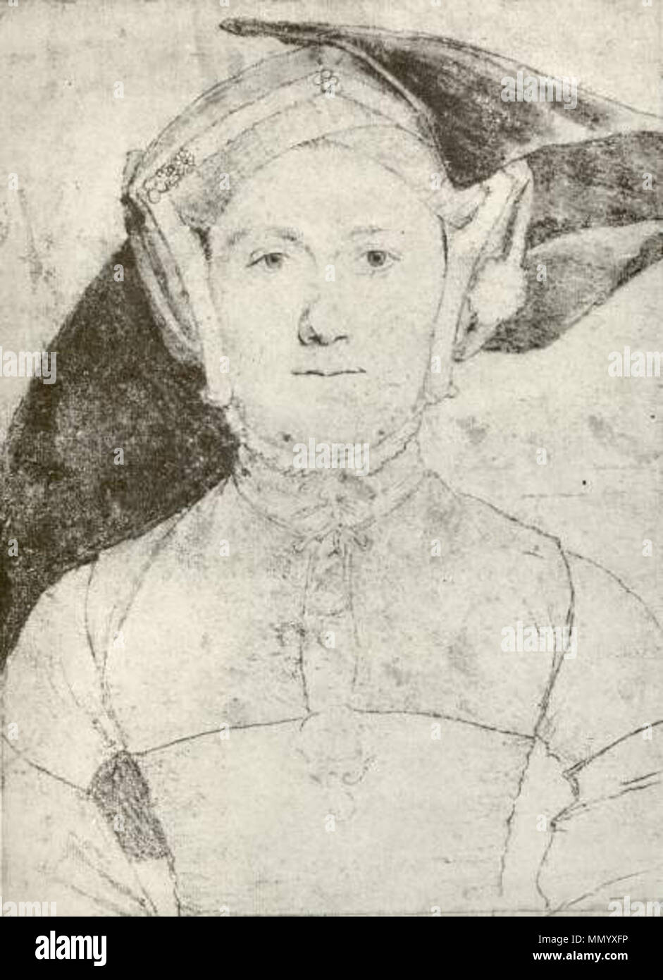 Hans Holbein il Giovane, schizzo di una donna non identificato (c. 1532-1543) Foto Stock