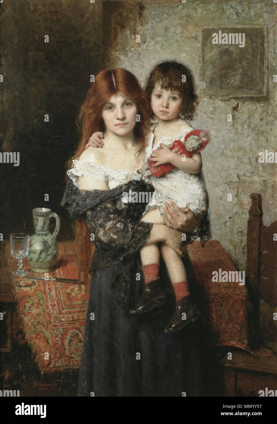 . Русский: Мать и дочь . 1901. Harlamov 8 Foto Stock