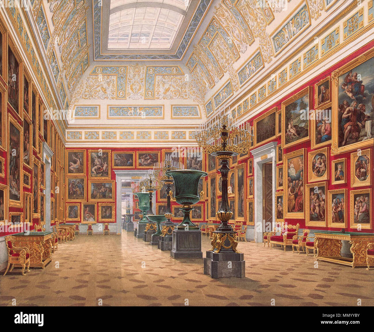 . Inglese: Interni del Nuovo Hermitage. La sala di arte italiana inglese: la stanza di arte italiana . 1853. Hau. Gli interni del Nuovo Hermitage. La sala di arte italiana Foto Stock
