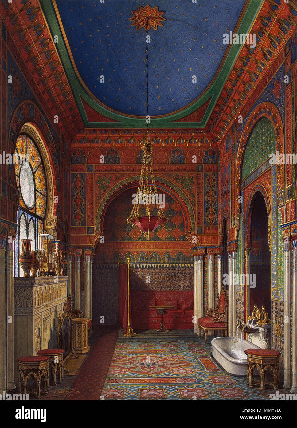 . Inglese: Gli interni del palazzo d'inverno. Il bagno della imperatrice Alexandra Fyodorovna inglese: il bagno della imperatrice Alexandra Fyodorovna . 1870. Hau. Gli interni del palazzo d'inverno. Il bagno della imperatrice Alexandra Fyodorovna. 1870 Foto Stock