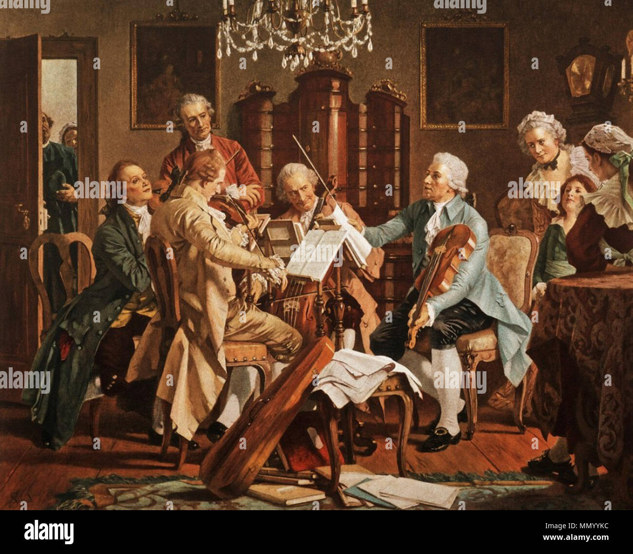 Joseph Haydn quartetti riproduzione. prima del 1790. HaydnPlaying Foto Stock