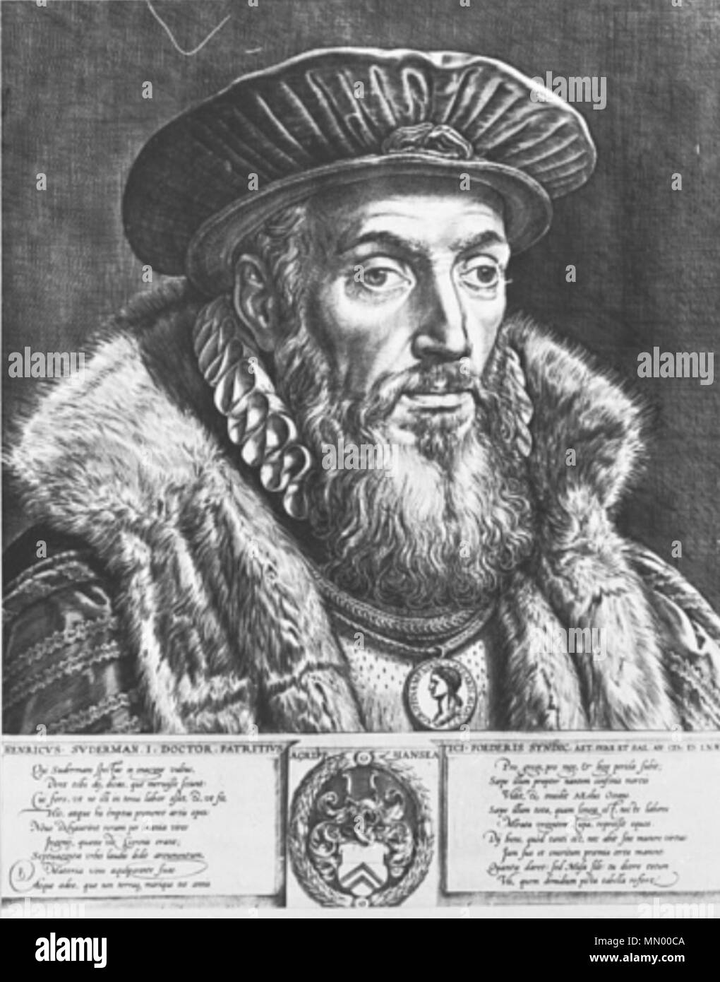 . Inglese: Heinrich Sudermann (* 1520; † 1591), giurista tedesco e primo Syndicus della Lega Anseatica . Il XVI secolo. Heinrich sconosciuto Sudermann Foto Stock