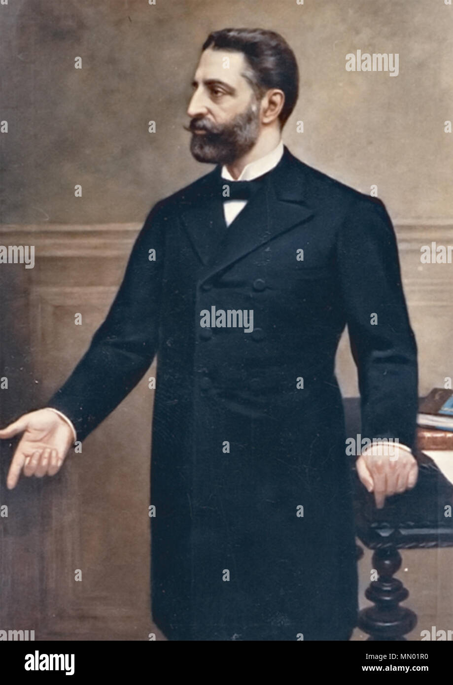 . Inglese: Henrique de Barros Gomes (1843-1898), uomo politico portoghese del partito progressista, MP, presidente della Banca del Portogallo e il gabinetto del ministro. Português: Henrique de Barros Gomes (1843-1898), político português do Partido progressista, deputado, Direttore do Banco de Portugal, e ministro do governo. HenriqueDeBarrosGomes Foto Stock