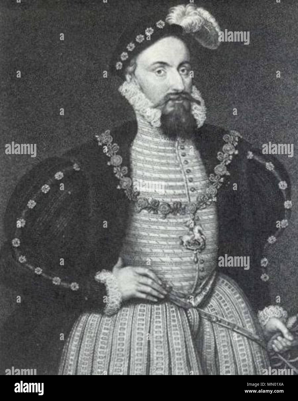 . Inglese: incisione dopo un dipinto in NPG da c.2670. Ritratto di Robert Dudley, Earl di Leicester (1532-1588). inizio del XIX secolo. Henry Gray Foto Stock