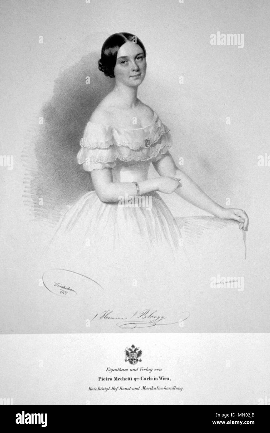 . Deutsch: Hermine Blangy (ca. 1820-c.1865) französische Tänzerin. Lithographie von Josef Kriehuber . 1843. Josef Kriehuber (1800 -1876) Hermine Blangy Litho Foto Stock