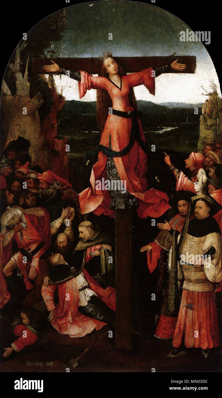 Trittico del crocifisso martire [pannello centrale].. Tra il 1495 e il  1505. Hieronymus Bosch - trittico raffigurante il Martirio di Santa  Liberata (pannello centrale) - WGA02571 Foto stock - Alamy