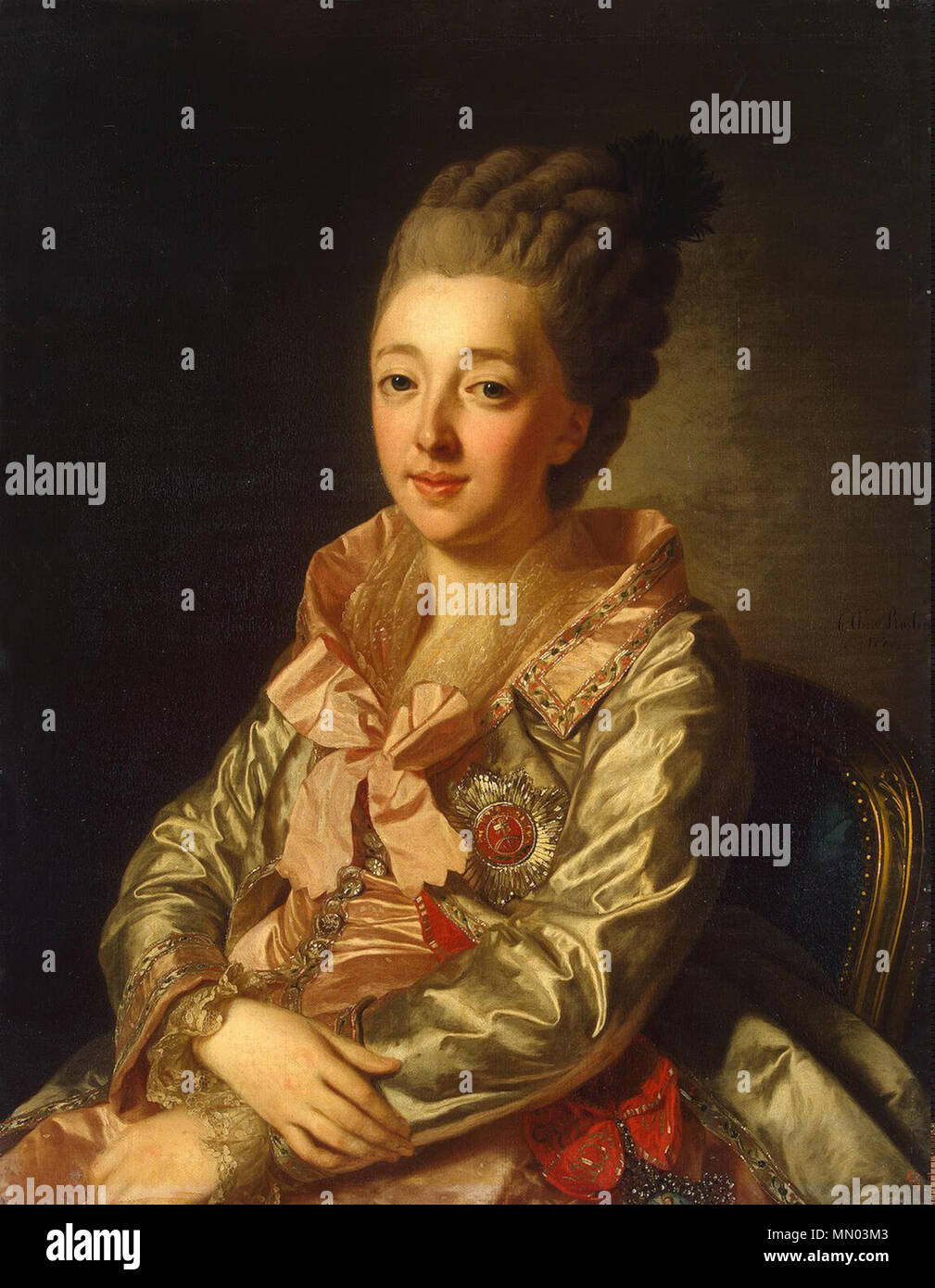 . La granduchessa Natalia Alexeievna della Russia, 1755-1776, figlia di Luigi IX Landgrave di Hesse-Darmstadt, moglie di HIH il granduca Paul Petrovich della Russia, più tardi Imperatore Paolo I di Russia Ritratto di Natalia Alexeievna della Russia (1755-1776). 1776. Natalia Alexeievna da A.Roslin (1776, eremo) Foto Stock