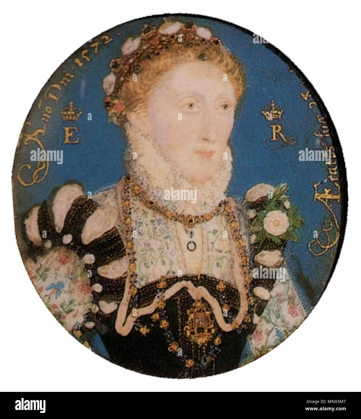 . Miniatura ritratto di Elisabetta I . 1572. Nicholas Hilliard (1547-1619) Descrizione Il pittore inglese Data di nascita e morte circa 1547 7 gennaio 1619 Luogo di nascita e morte inglese: Exeter Devon, Inghilterra Londra sede di lavoro Londra (1570 - 1576); Francia (1576 - 1578); Londra (1578 - 1619) Autorità di controllo : Q318114 VIAF:?ISNI 79202769:?0000 0000 8159 2861 ULAN:?500028850 LCCN:?n50035194 MusicBrainz:?f5BFB1EB-CC5C-44E9-a56a-7936280b7b16 WorldCat Hilliard Elizabeth I 1572 v2 Foto Stock