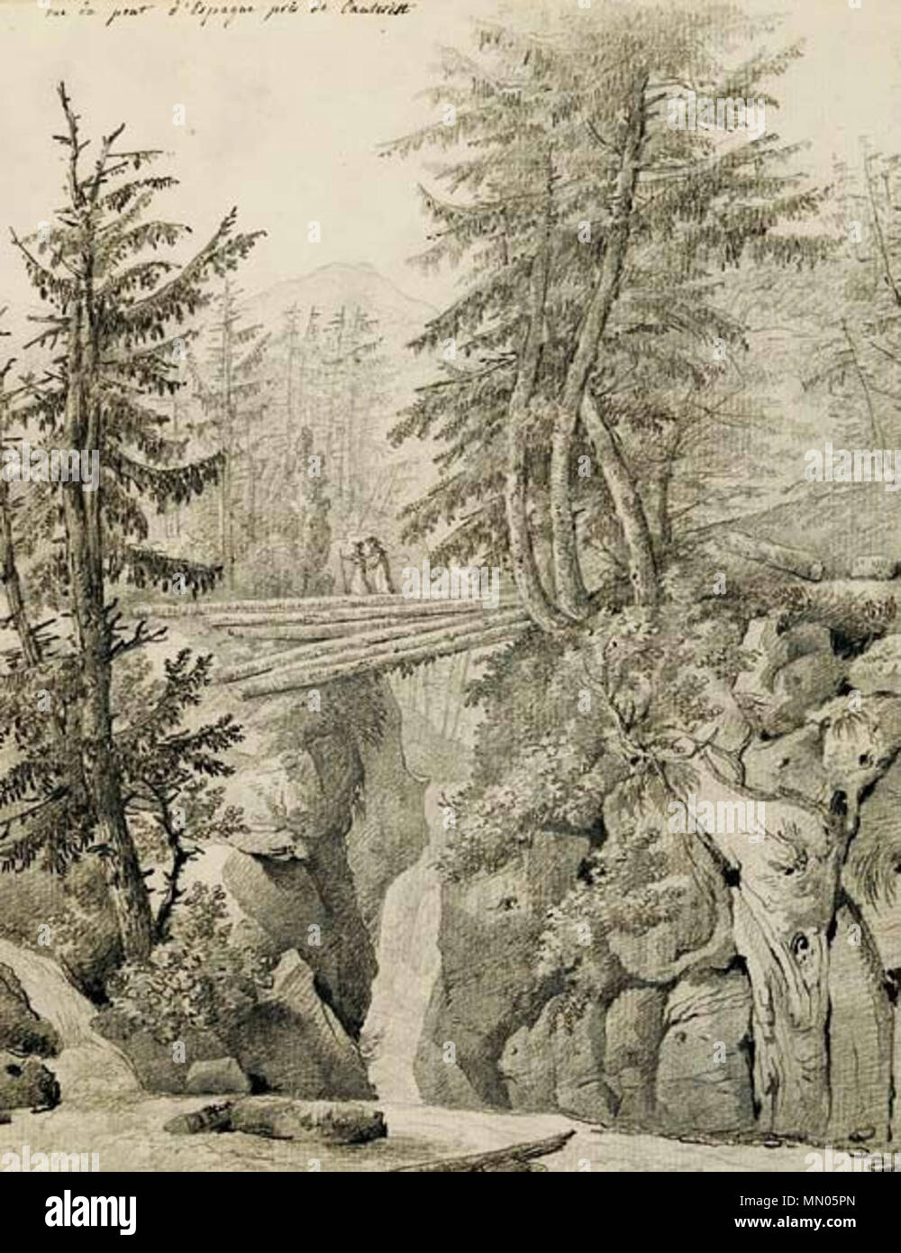 Hortense de Beauharnais - vue du pont d'Espagne près de Cauterets Foto Stock