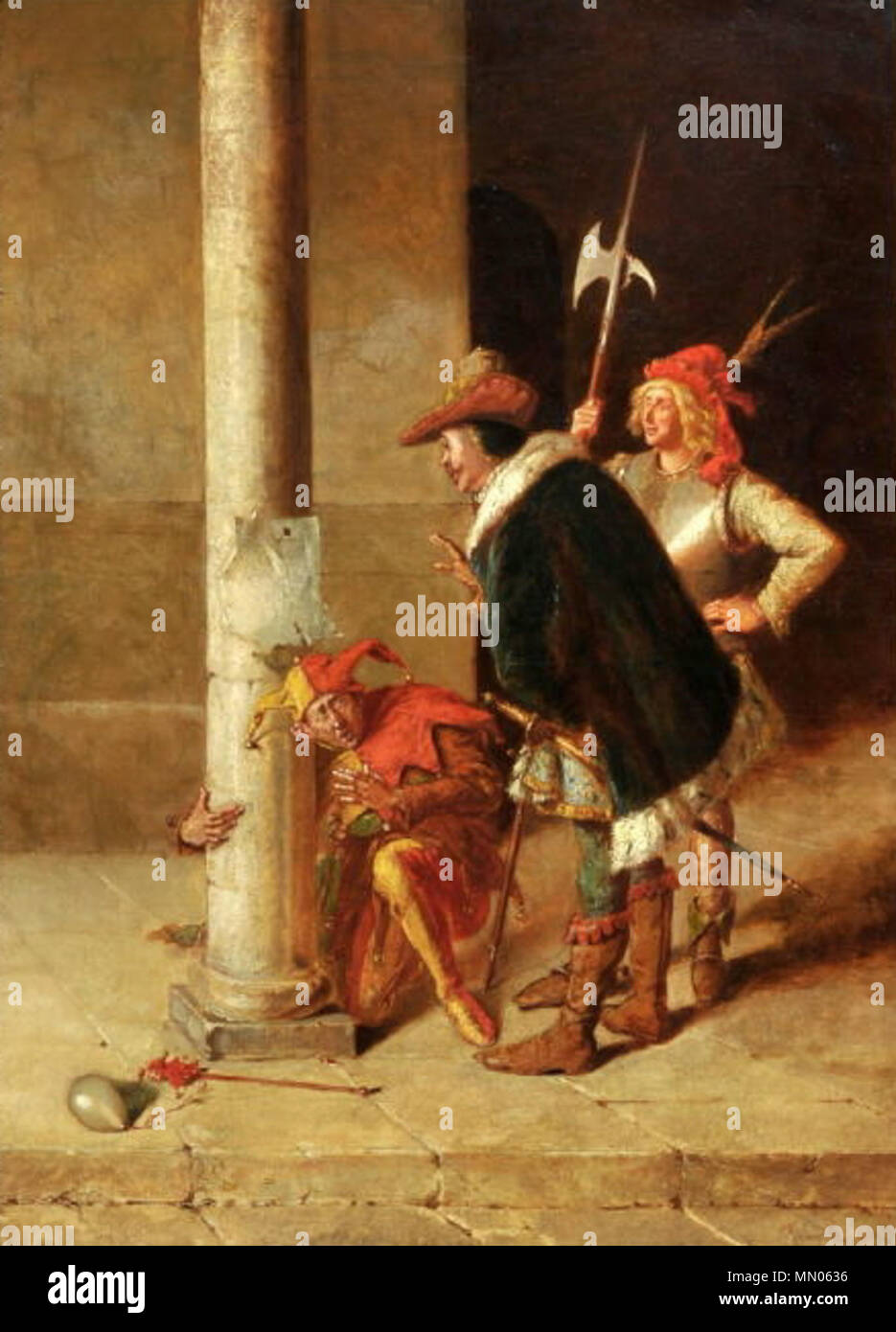 . Szene aus Rigoletto, Öl/Lwd, 63,5 x 48,5 cm, rechts unten signiert . Data sconosciuta. François Huard (1792-1856) Huard Szene mit Narr Foto Stock