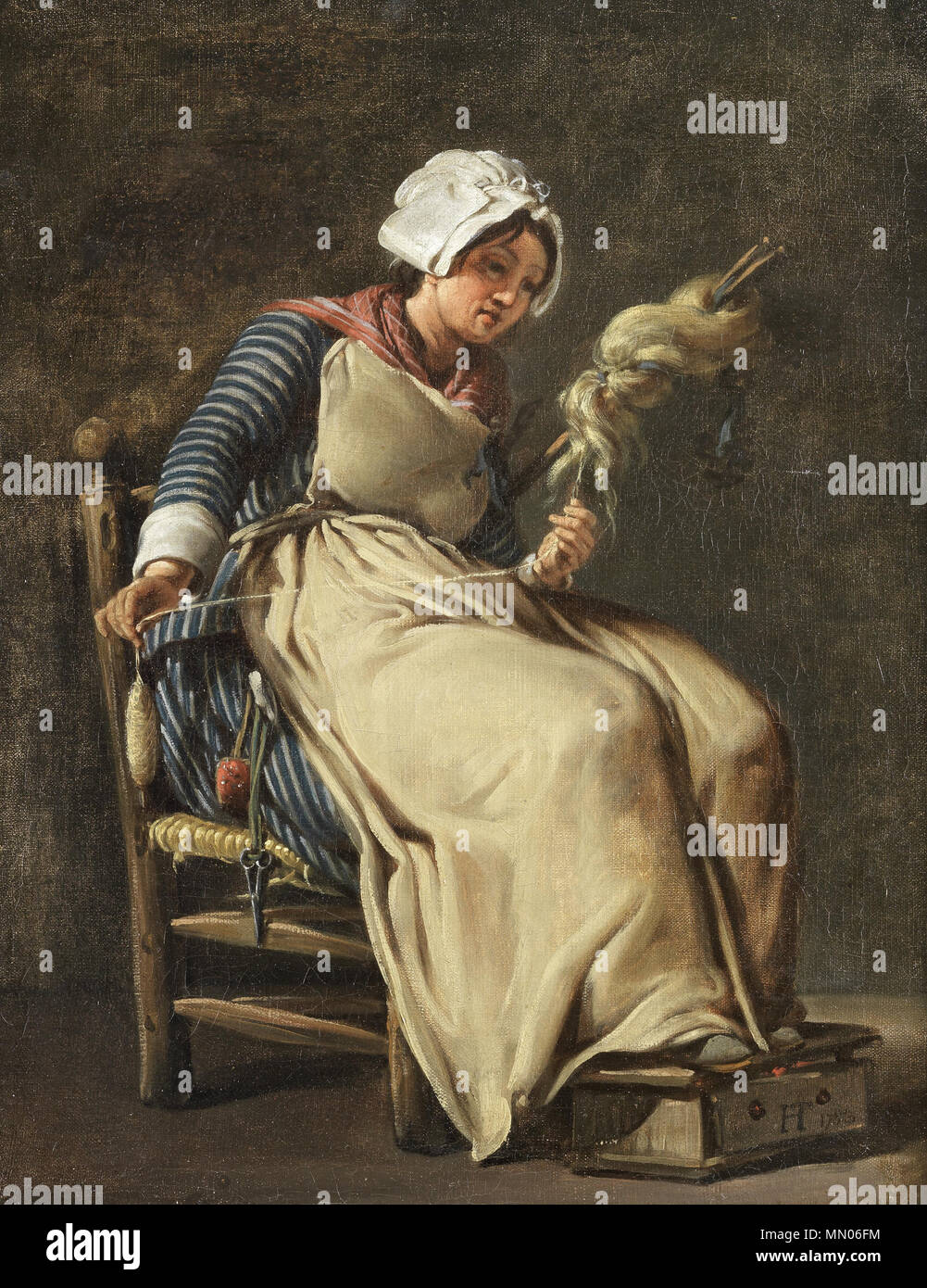 . Una cucina domestica . 1783. Hugues Taraval una cucina cameriera 1783 Foto Stock