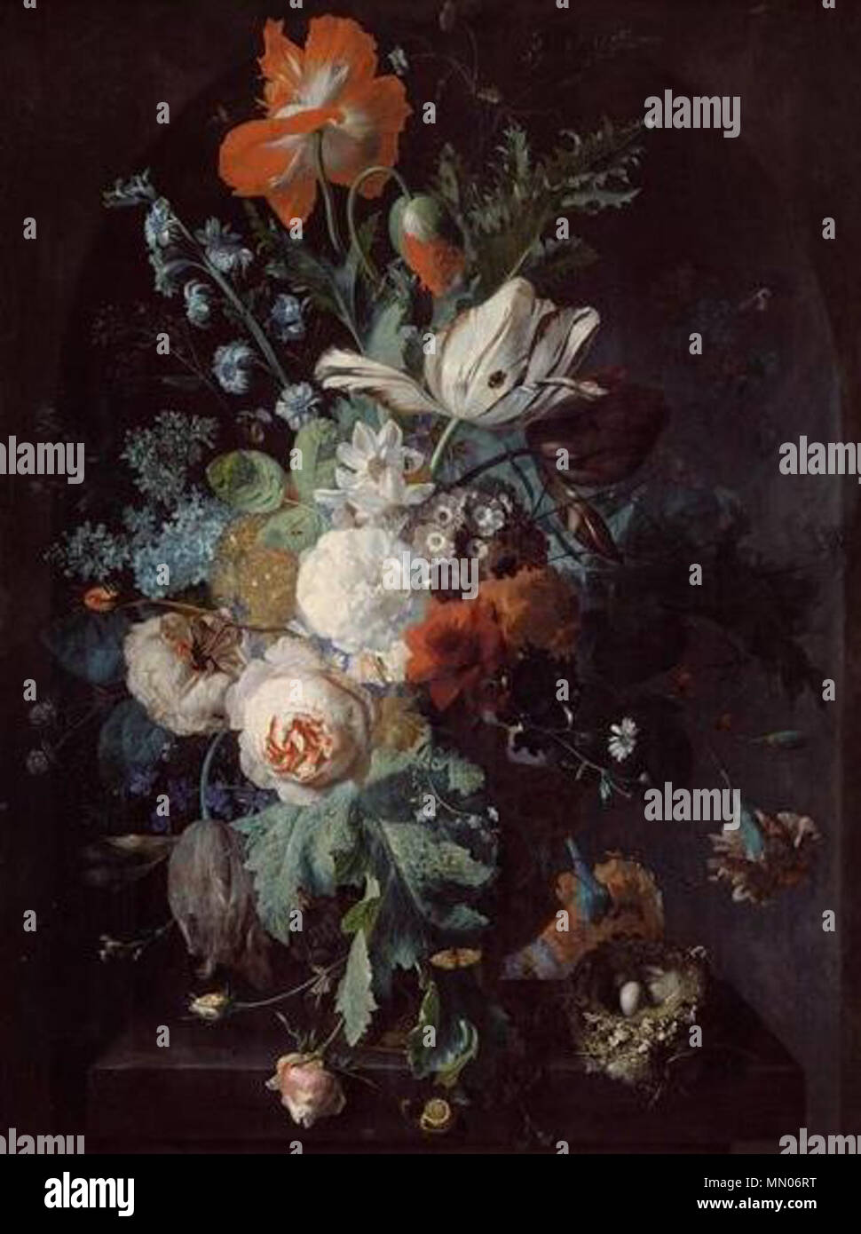 . Noto in norvegese come Jan van Huysums Blomsterstykke e come ispirazione nazionali a bard Henrik Wergelands poema dallo stesso nome inglese: Vaso di fiori . prima metà del XVIII secolo. Jan van Huysums Blomsterstykke Foto Stock