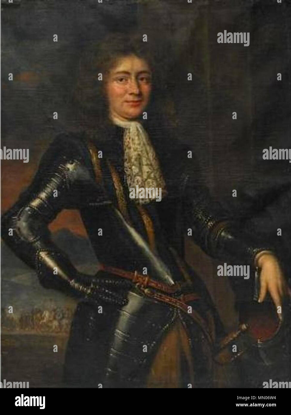 . Inglese: Hyacinthe Rigaud Il duomo: Ritratto del Conte Jerhard Van Dernath. Provenienza: Homonna Castello, Ungheria. . Prima di 1743. [Circle di] Hyacinthe Rigaud Il duomo di Hyacinthe Rigaud Il duomo Ritratto del Conte Jerhard Van Dernath Foto Stock