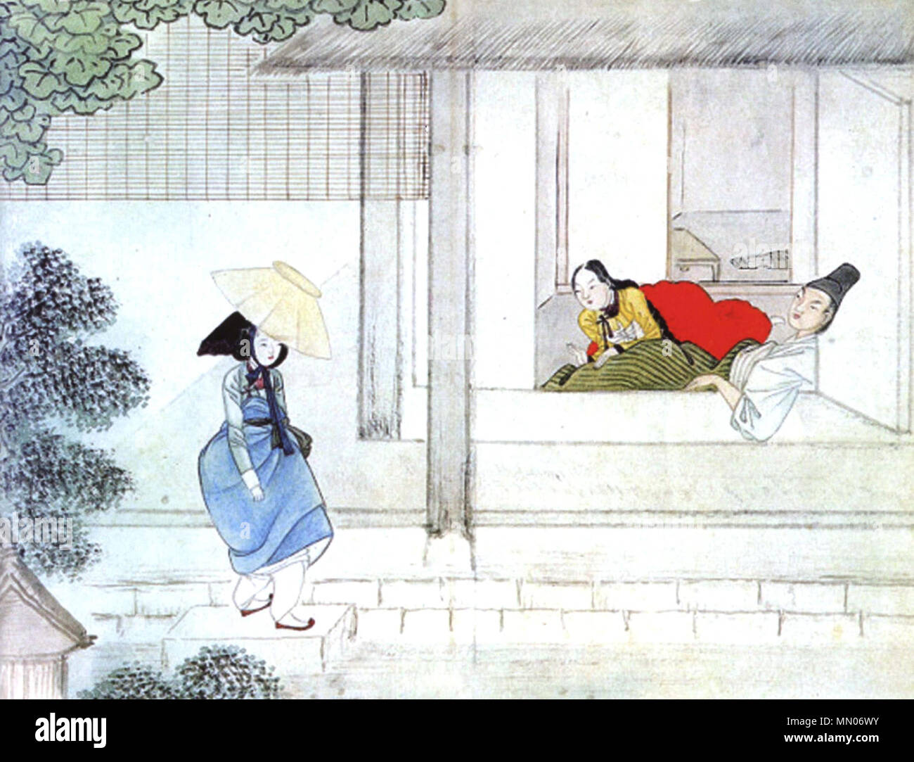 . Inglese: non succede nulla nella camera gibang 한국어: 기방무사 (妓房無事) . Data sconosciuta. Shin Yun-bok (1758-) Descrizione della Corea del Sud pittore Data di nascita 1758 Luogo di nascita e morte di Joseon Joseon sede di lavoro, Joseon della Corea competente controllo : Q484262 VIAF:?107817606 GND:?Hyewon-Gibangmusa 140837736 Foto Stock