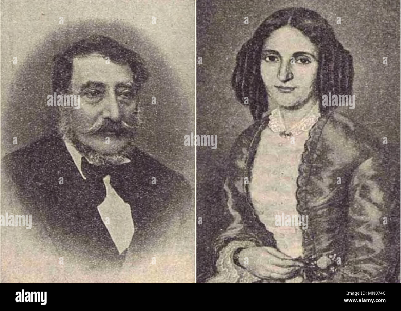 . Română: Iacob (boccherini DIN 1874) și Maria Buiucliu miniatură (DIN 1851) Iacob si Maria Buiucliu Foto Stock
