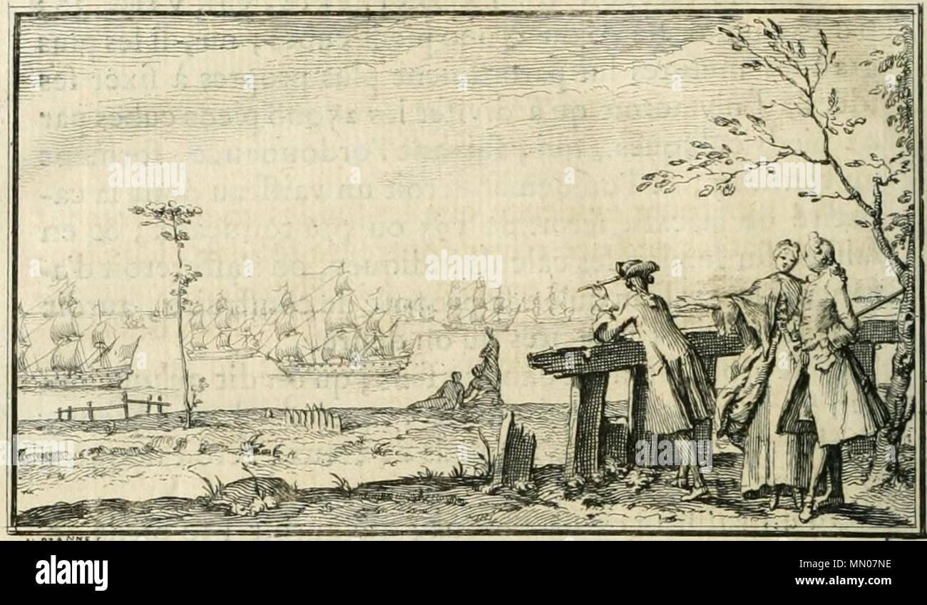 . Français : Dessin réalisé en 1752 pour la première édition de Éléments de l'architettura navale ou Traité pratique de la construction des vaisseaux. Ouvrage de Duhamel du Monceau. . 1752. Nicolas Ozanne (1728-1811) Illustrazione pour Traite de Construction des vaisseaux Promeneurs osservanti onu groupe de vaisseaux de guerre Foto Stock