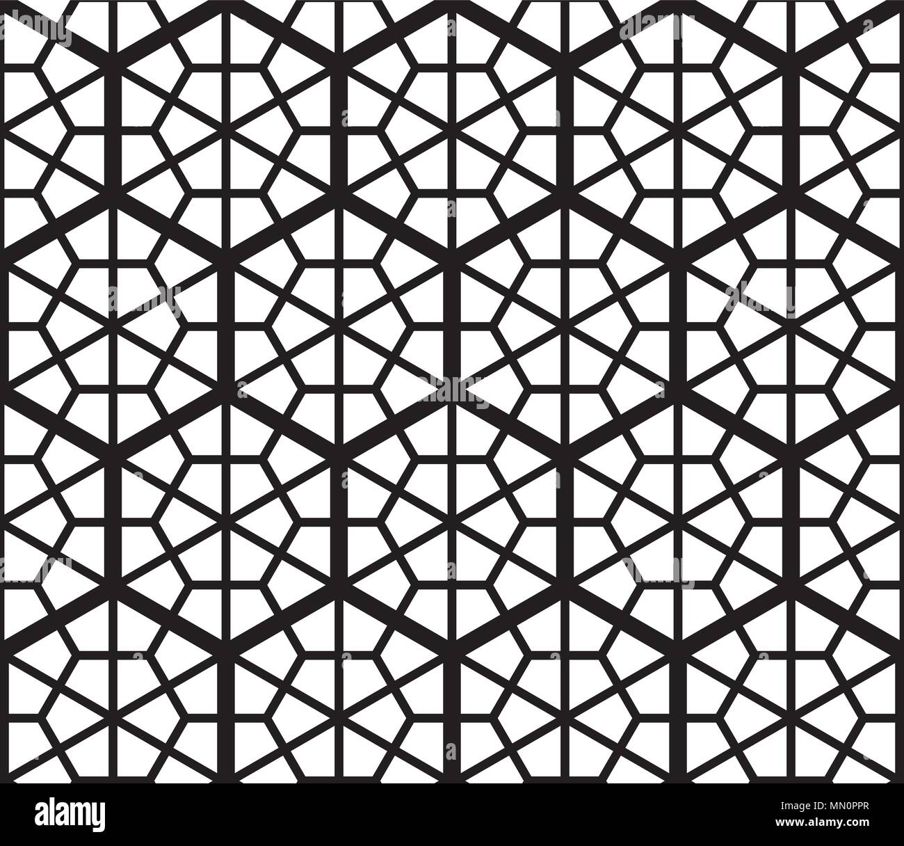 Perfetta configurazione geometrica basata sul tradizionale giapponese modelli Kumiko .Griglia di esagoni di grande spessore. Illustrazione Vettoriale