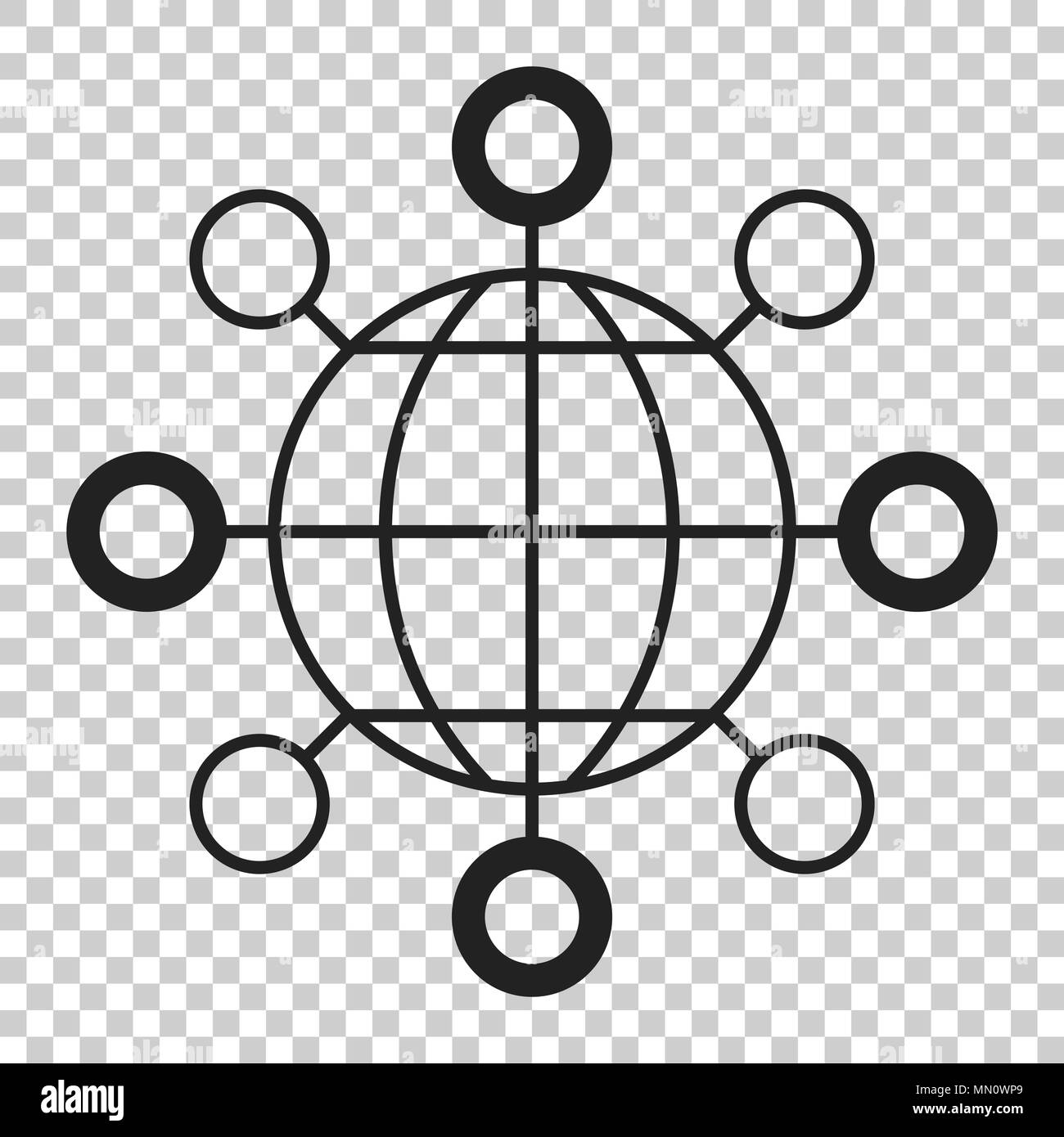 La condivisione di icona a forma di globo in stile appartamento. Collegare digitale illustrazione isolato su sfondo trasparente. Il lavoro di squadra di comunicazione il concetto di business. Illustrazione Vettoriale