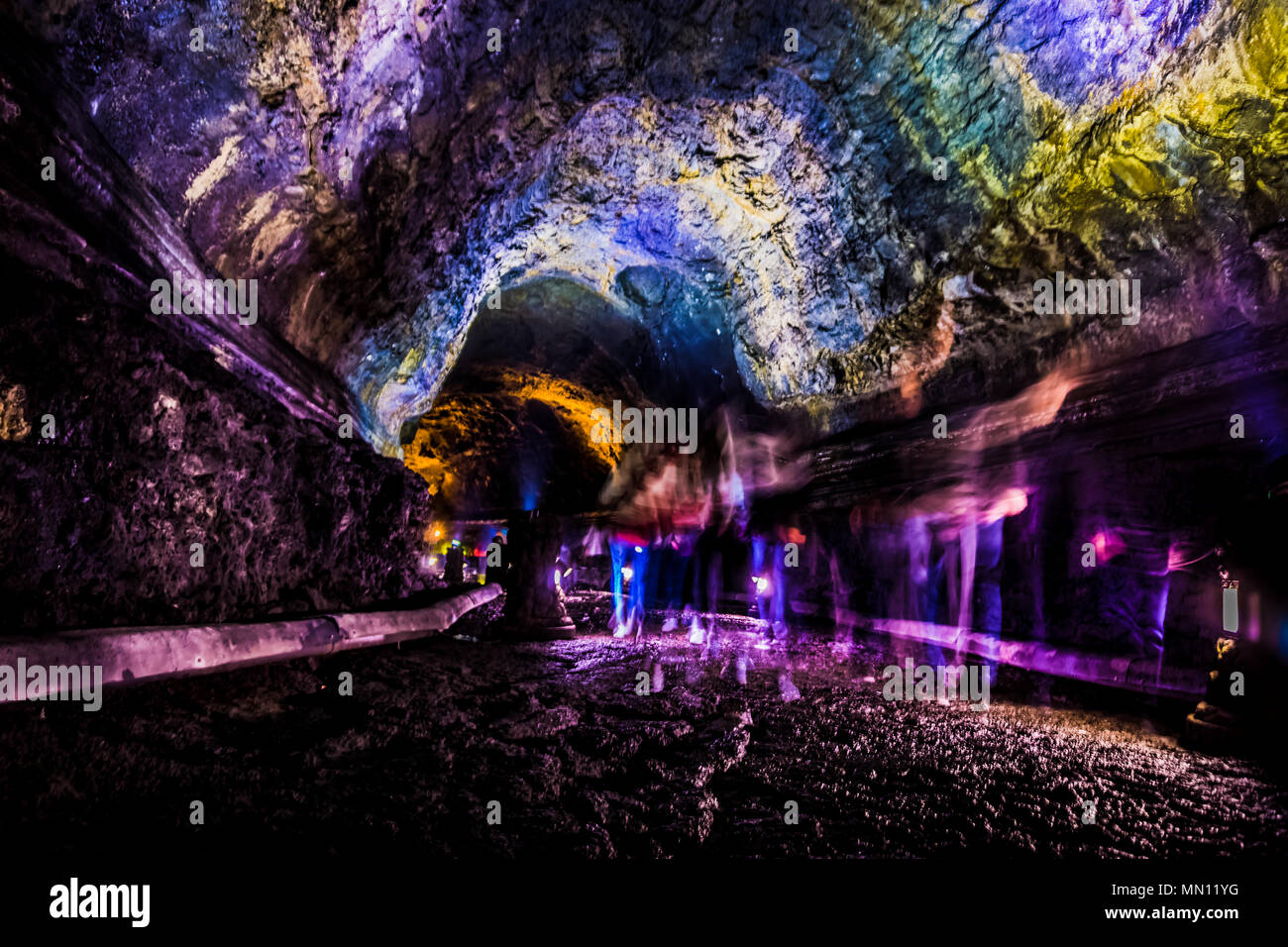 Il Manjanggul tubo di lava si trova a Gimnyeong-ri, Gujwaeup, Jeju City. È un sito patrimonio mondiale dell'UNESCO. Foto Stock