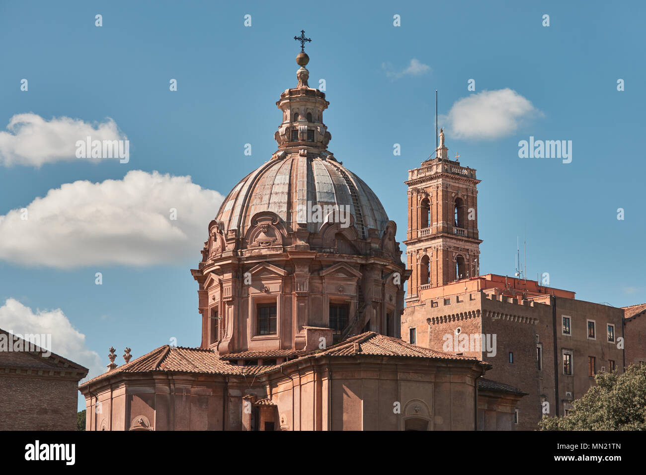 Roma,la cupola dei Santi Luca e Martina Chiesa Foto Stock