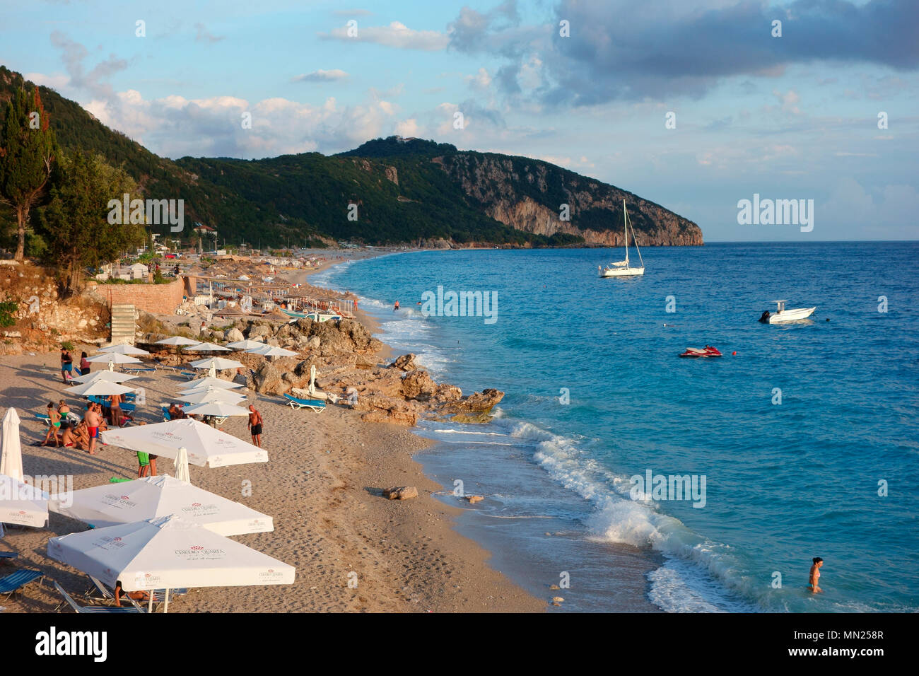 Spiaggia di Dhermi, Albania Foto Stock