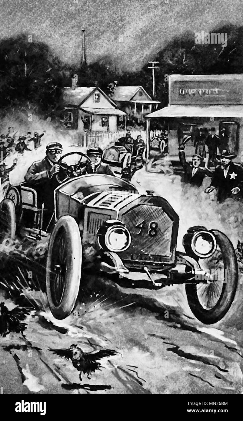 Le automobili è venuto attraverso così vicini - Speedwell ragazzi e i loro Racing Auto, Auto Racing, circa 1910 Foto Stock