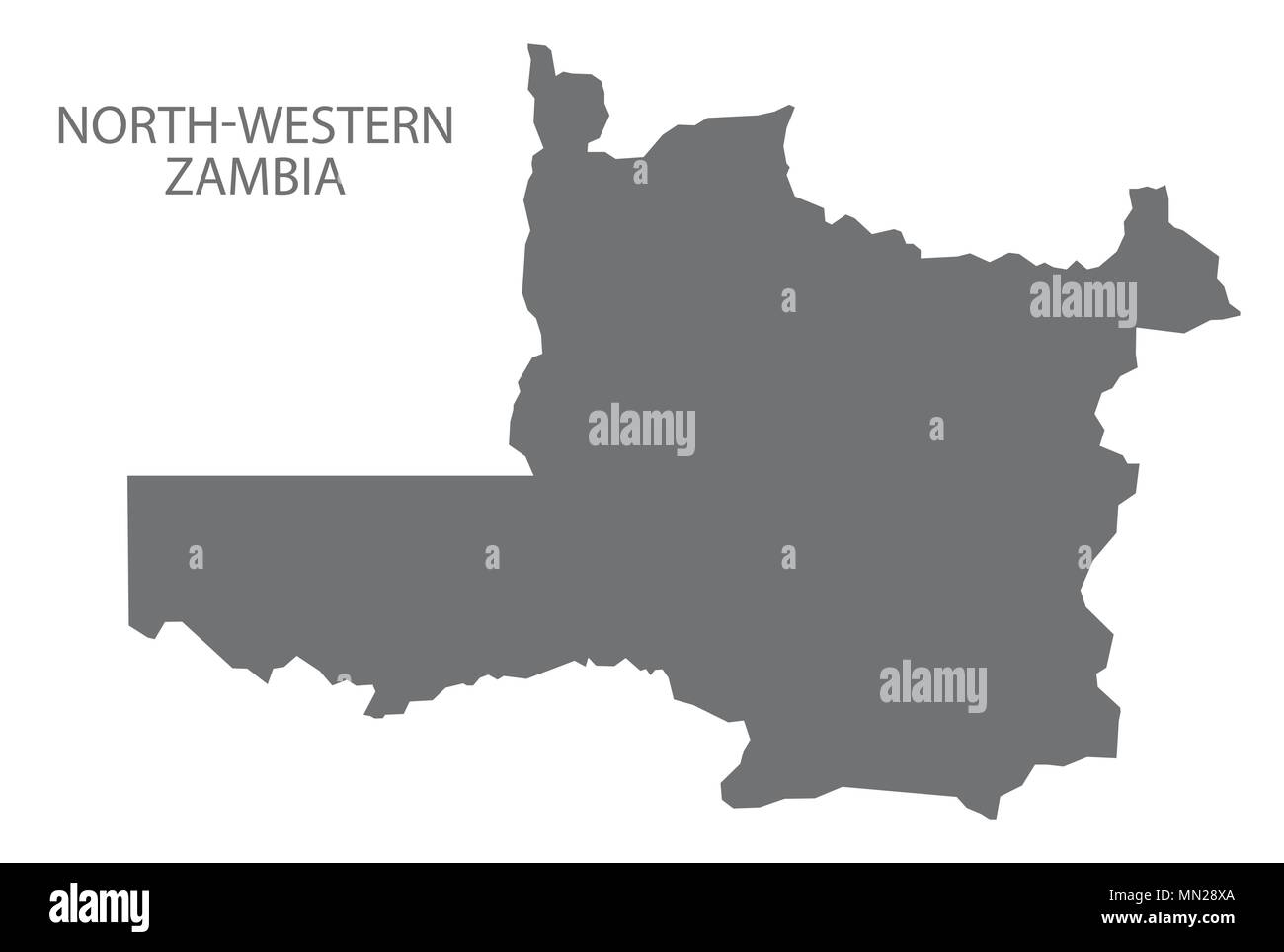 Nel nord-ovest dello Zambia regione mappa grigio forma illustrazione Illustrazione Vettoriale