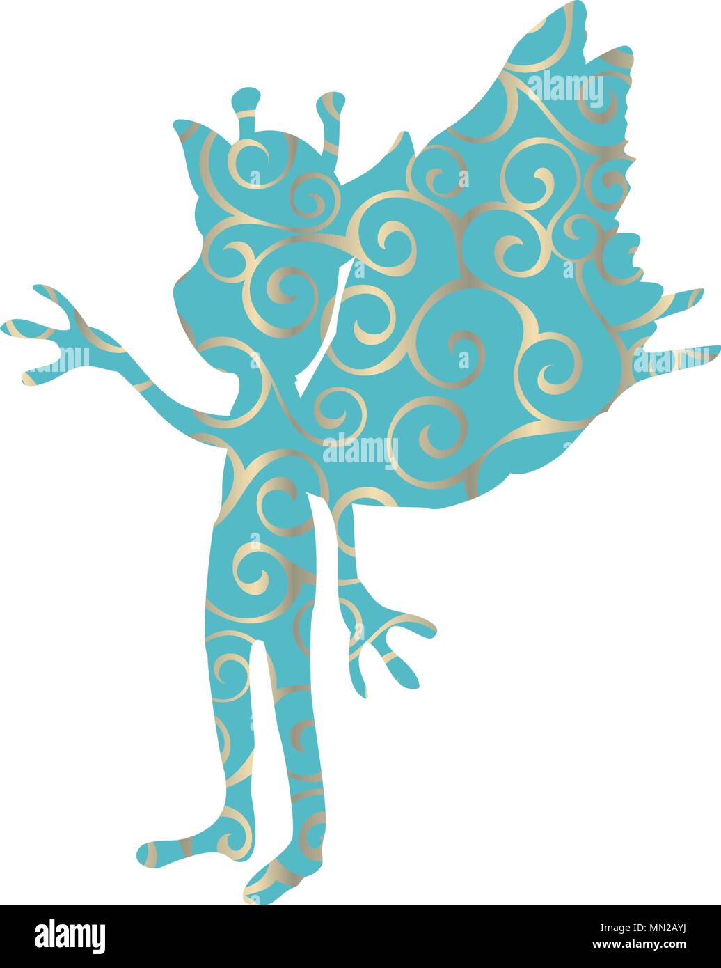 Pixie silhouette modello mitico animale fantasia Illustrazione Vettoriale