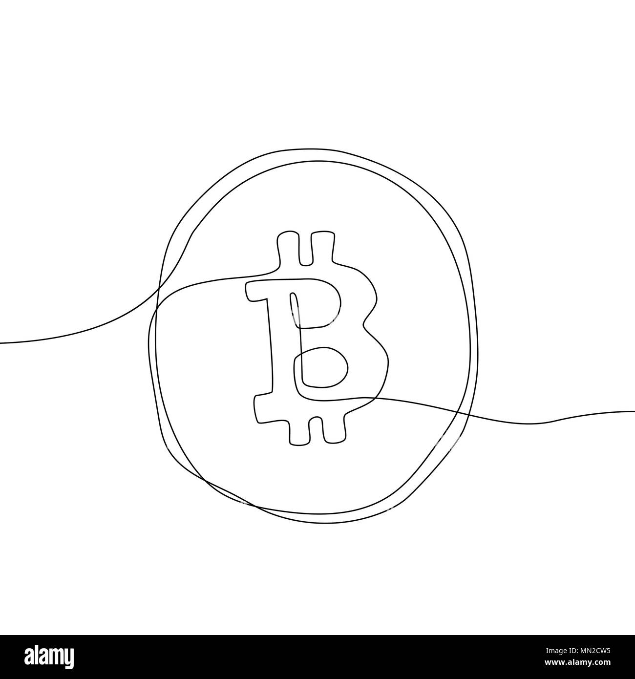 Bitcoin - linea di uno stile di design illustrazione Illustrazione Vettoriale