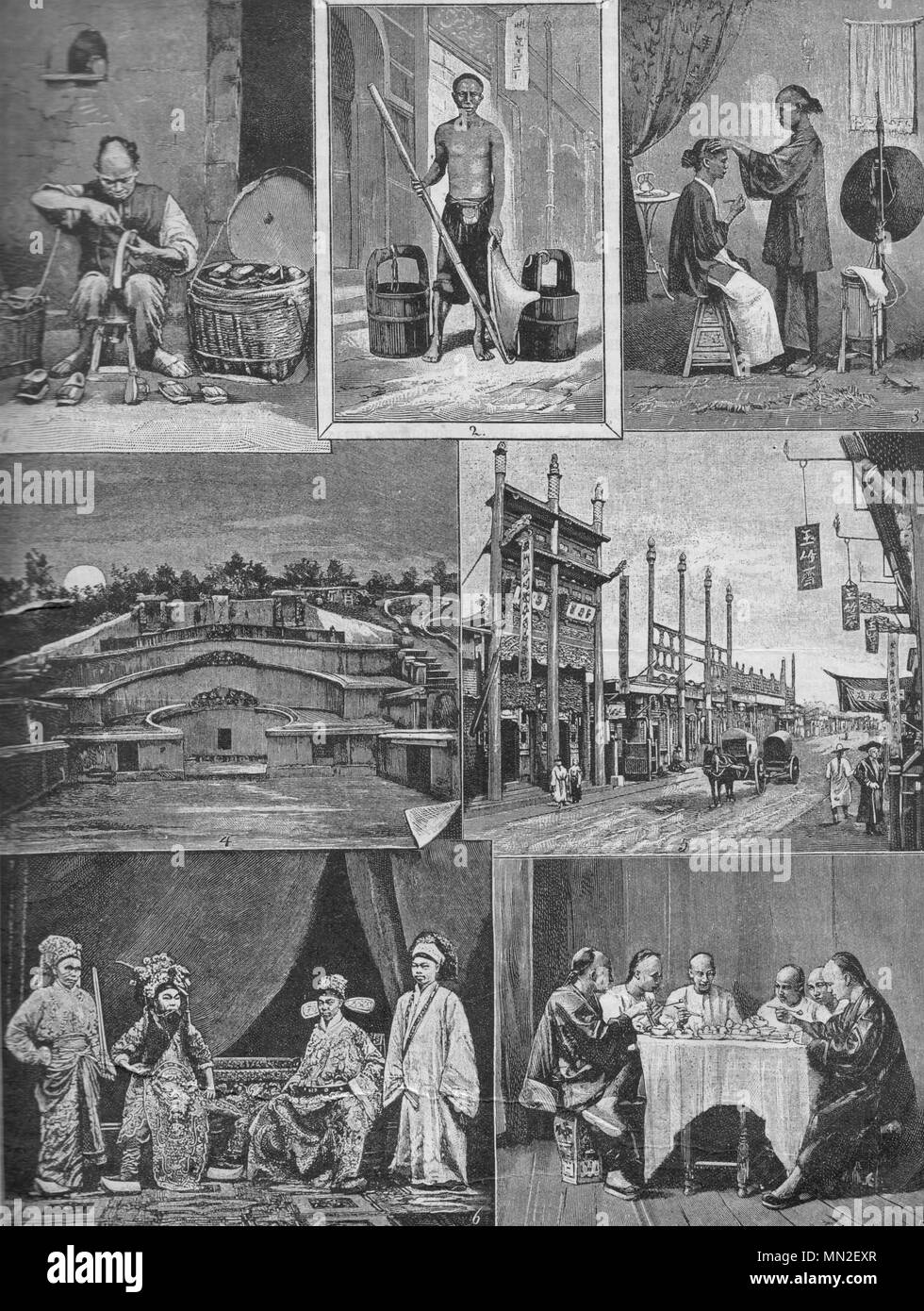 Vita cinese. Vintage illustrazioni incise. Pubblicato nella rivista nel 1900. Foto Stock
