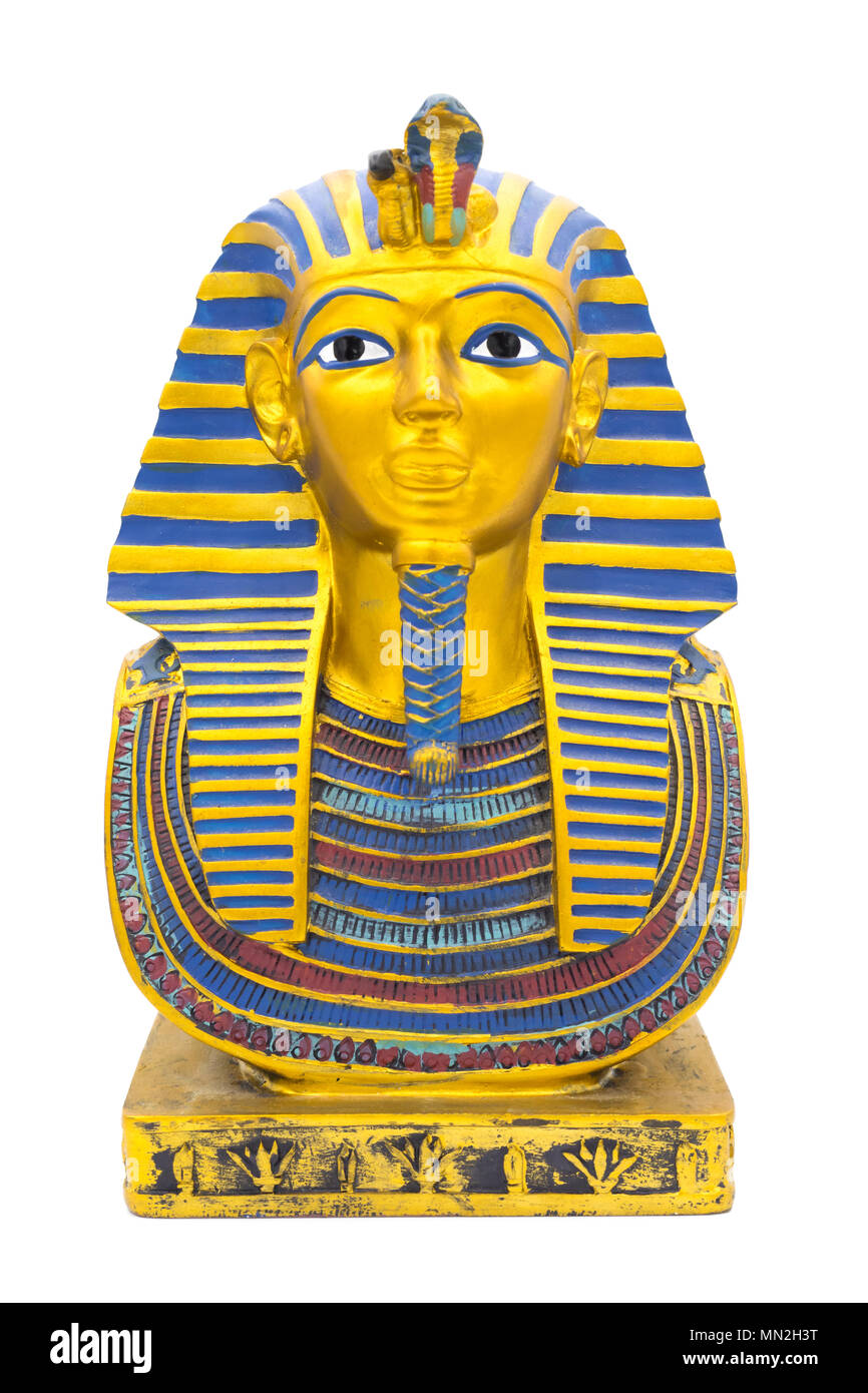 Statuetta di Egiziani pharaon su un puro sfondo bianco Foto Stock