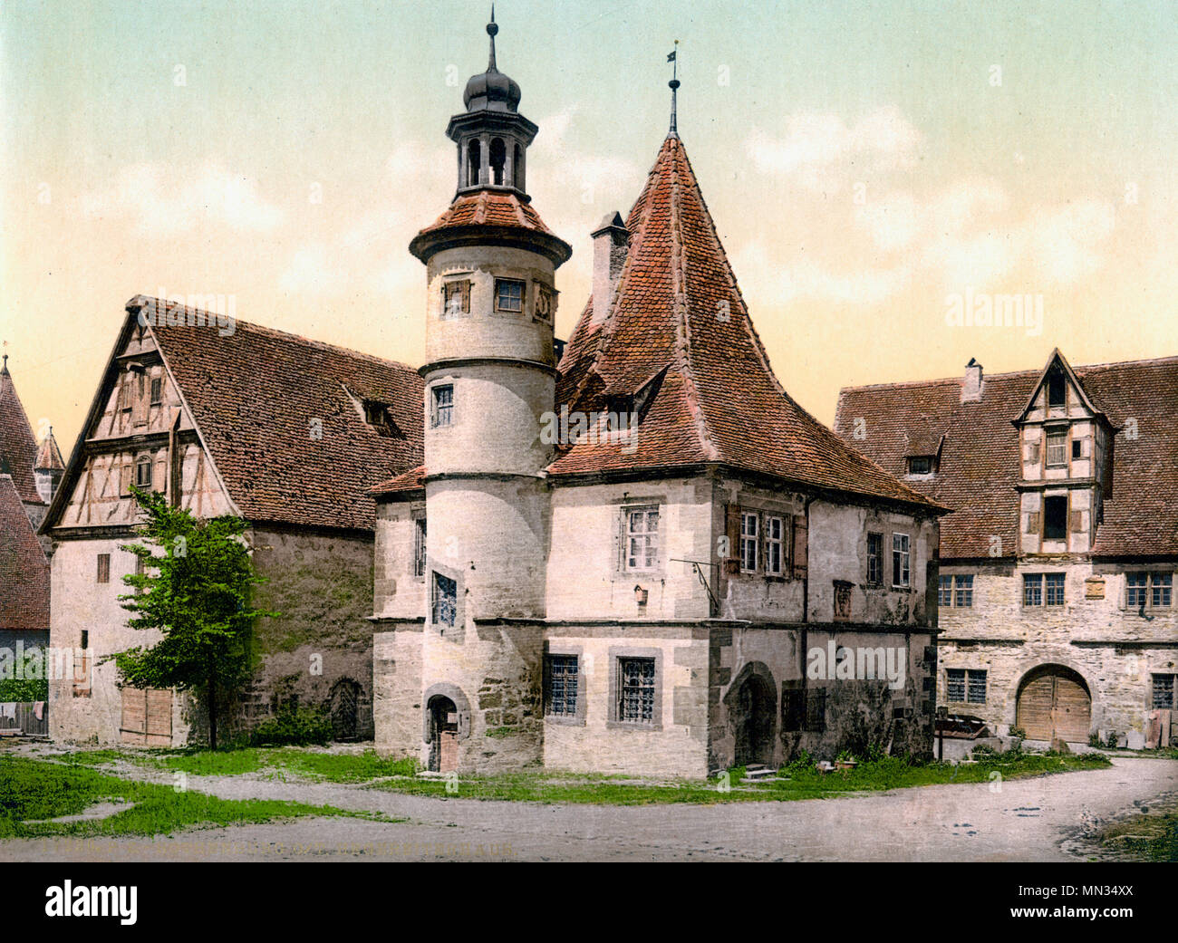 Guardiacaccia house (cioè Hegereiterhaus), Rothenburg, Baviera, Germania, circa 1900 Foto Stock