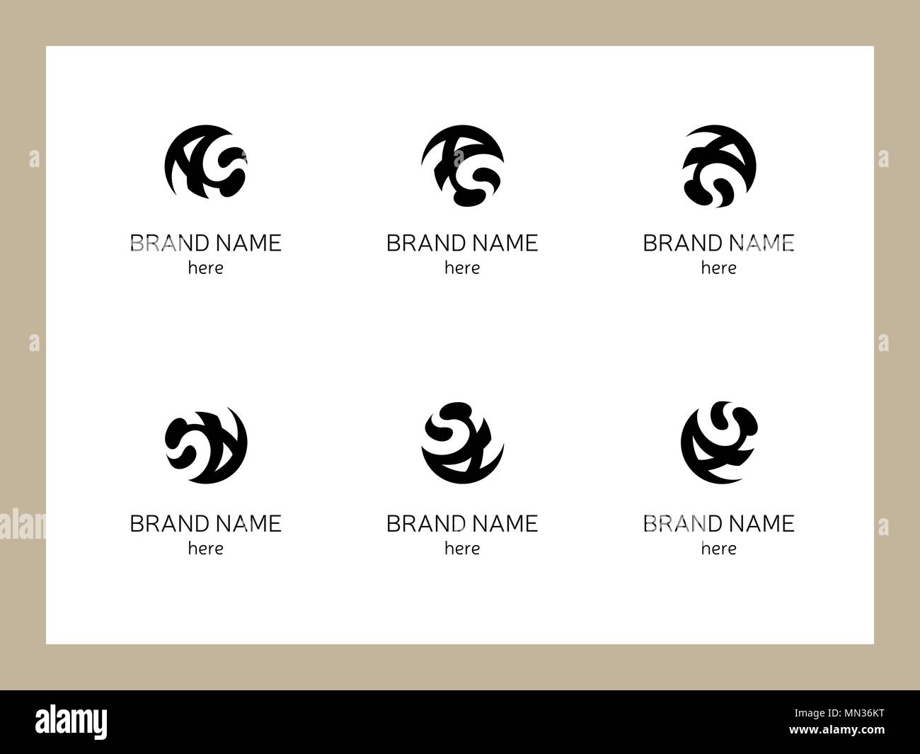 Set di loghi di vettore di lettere FAS ASF SFA SAF si fonde con sfera Illustrazione Vettoriale