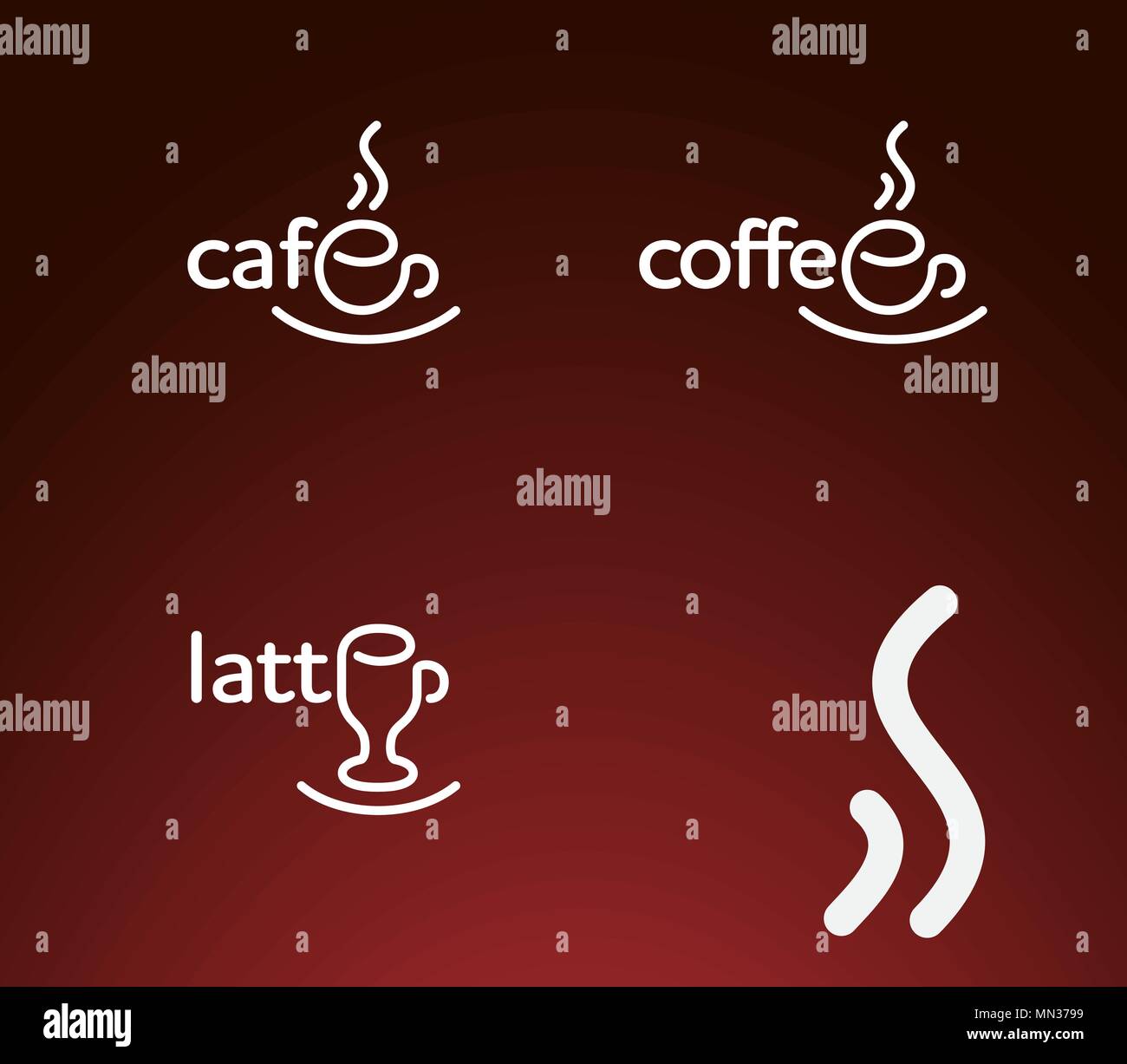 Creative l'ortografia delle parole cafe, latte, caffè, Illustrazione Vettoriale