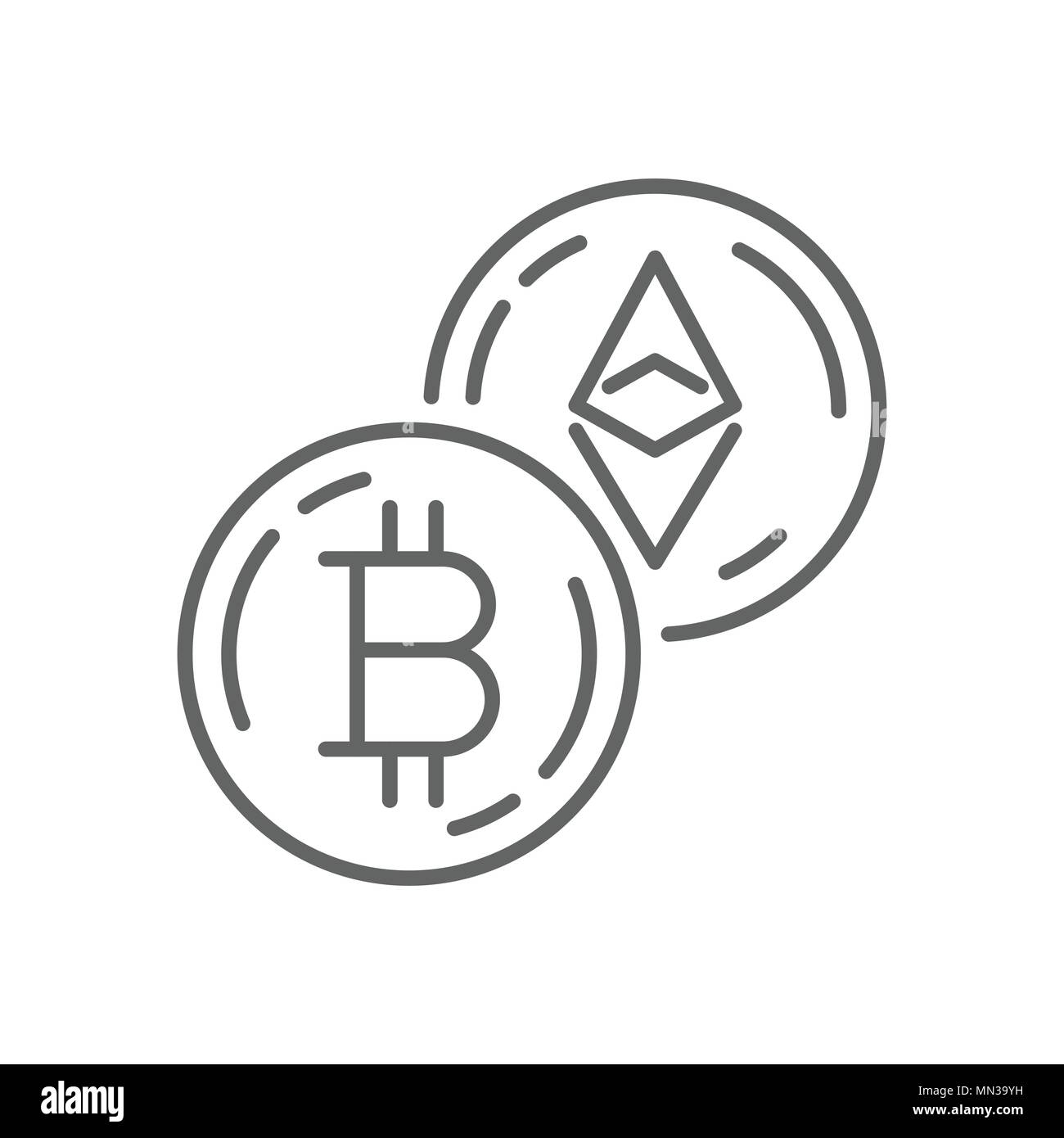 Bitcoin Cambio valuta sottile linea vettore Simbolo icona grafica del modello di progettazione Illustrazione Vettoriale