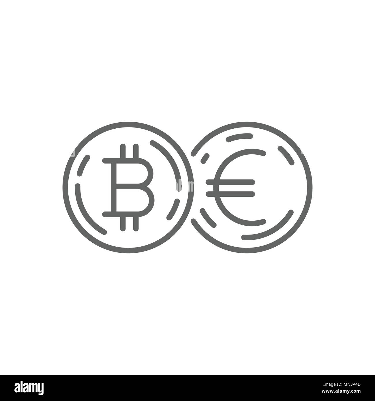 Euro Cambio valuta Bitcoin sottile linea vettore Simbolo icona grafica del modello di progettazione Illustrazione Vettoriale