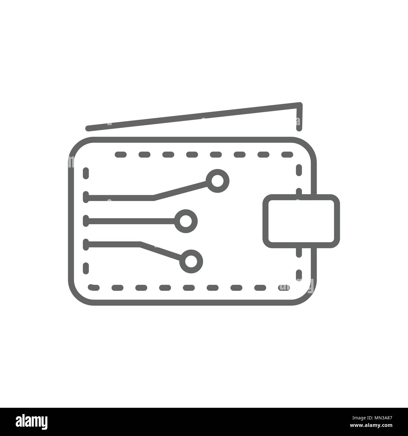 Aprire Electronic Digital Wallet linea sottile vettore Simbolo icona grafica del modello di progettazione Illustrazione Vettoriale