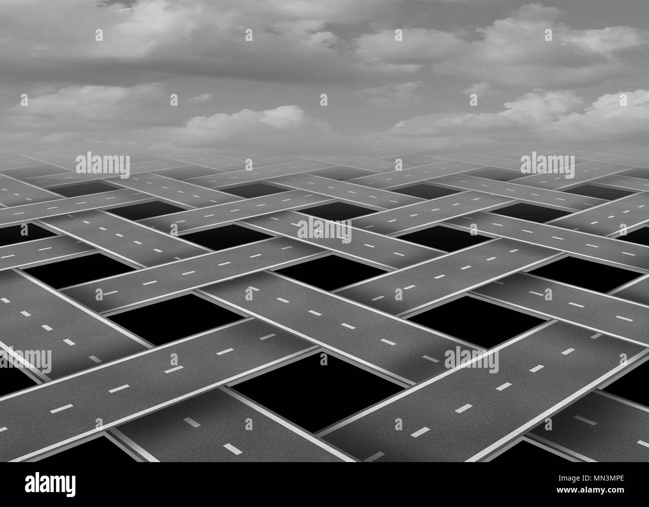 Organizzazione del trasporto su strada e il concetto di viaggio come organizzato transito gestito con 3D'illustrazione degli elementi. Foto Stock