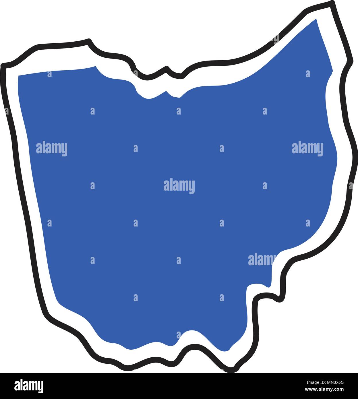 Mappa isolate dello stato dell'Ohio Illustrazione Vettoriale