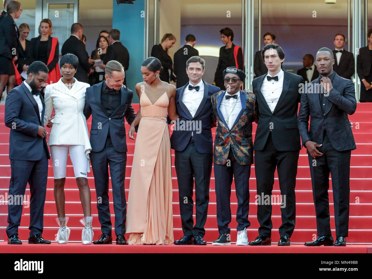 JOHN DAVID WASHINGTON, DAMARIS LEWIS, JASPER PAAKKONEN, LAURA HARRIER, Topher Grace, Spike Lee, ADAM DRIVER, COREY HAWKINS, BLACKKKLANSMAN Foto Stock