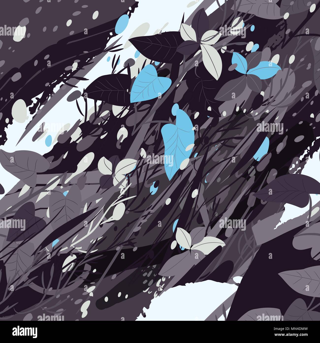 Militari di camuffamento di texture con alberi, rami, erba e acquerello macchie Illustrazione Vettoriale