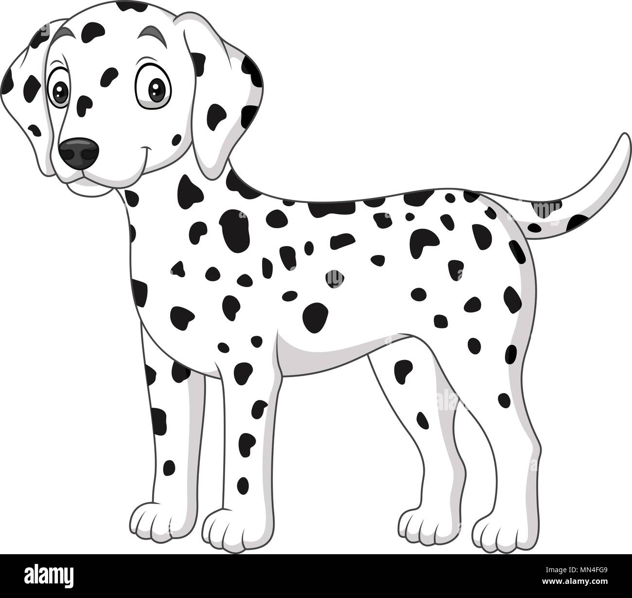 Cartoon carino cane dalmata isolati su sfondo bianco Illustrazione Vettoriale