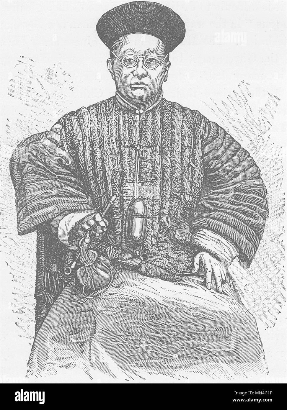 Cina. Lo studioso cinese 1892 antica vintage delle immagini di stampa Foto Stock