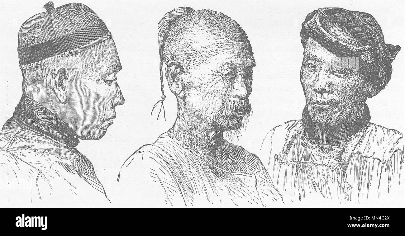Cina. Tipi cinesi di faccia (Shantou) 1892 antica vintage delle immagini di stampa Foto Stock