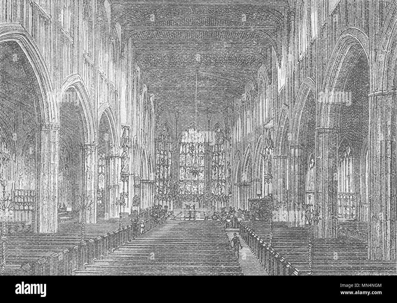 WARCS. Lichfield & Coventry. St Michael's 1898 antica immagine di stampa Foto Stock