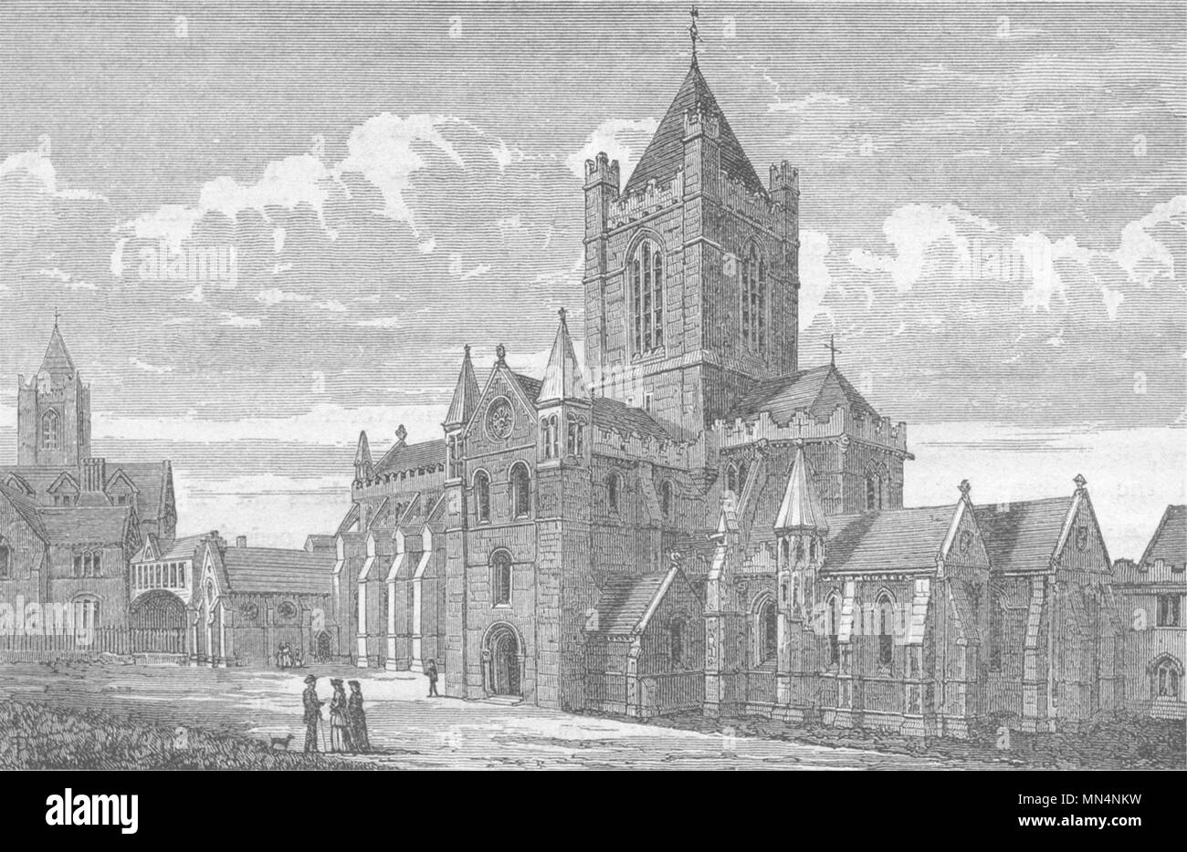 L'Irlanda. La città di Dublino. La cattedrale di Christ Church 1898 antica immagine di stampa Foto Stock