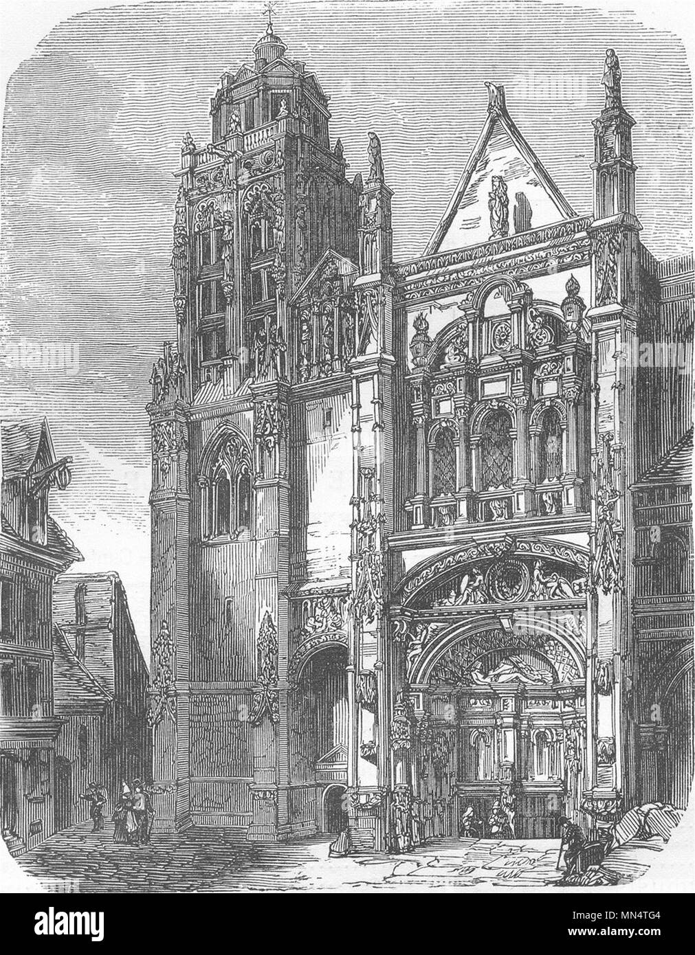 EURE. Eglise St-Gervais--Protais, Gisors 1881 antica immagine di stampa Foto Stock